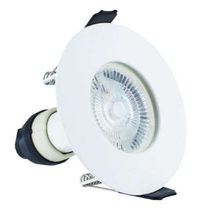 Show details for Evofire Fire Rated Downlight 70mm Cutout IP65 White Round + GU10 Holder Picture of Evofire Fire Rated Downlight 70mm Cutout IP65 White Round + GU10 Holder