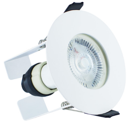 Show details for Evofire Fire Rated Downlight 70mm Cutout IP65 White Round + GU10 Holder & Insulation Guard Picture of Evofire Fire Rated Downlight 70mm Cutout IP65 White Round + GU10 Holder & Insulation Guard