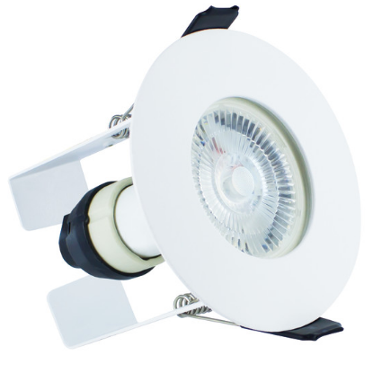 Show details for Evofire Fire Rated Downlight 70mm Cutout IP65 White Round + GU10 Holder & Insulation Guard - Pack of 3 Picture of Evofire Fire Rated Downlight 70mm Cutout IP65 White Round + GU10 Holder & Insulation Guard - Pack of 3
